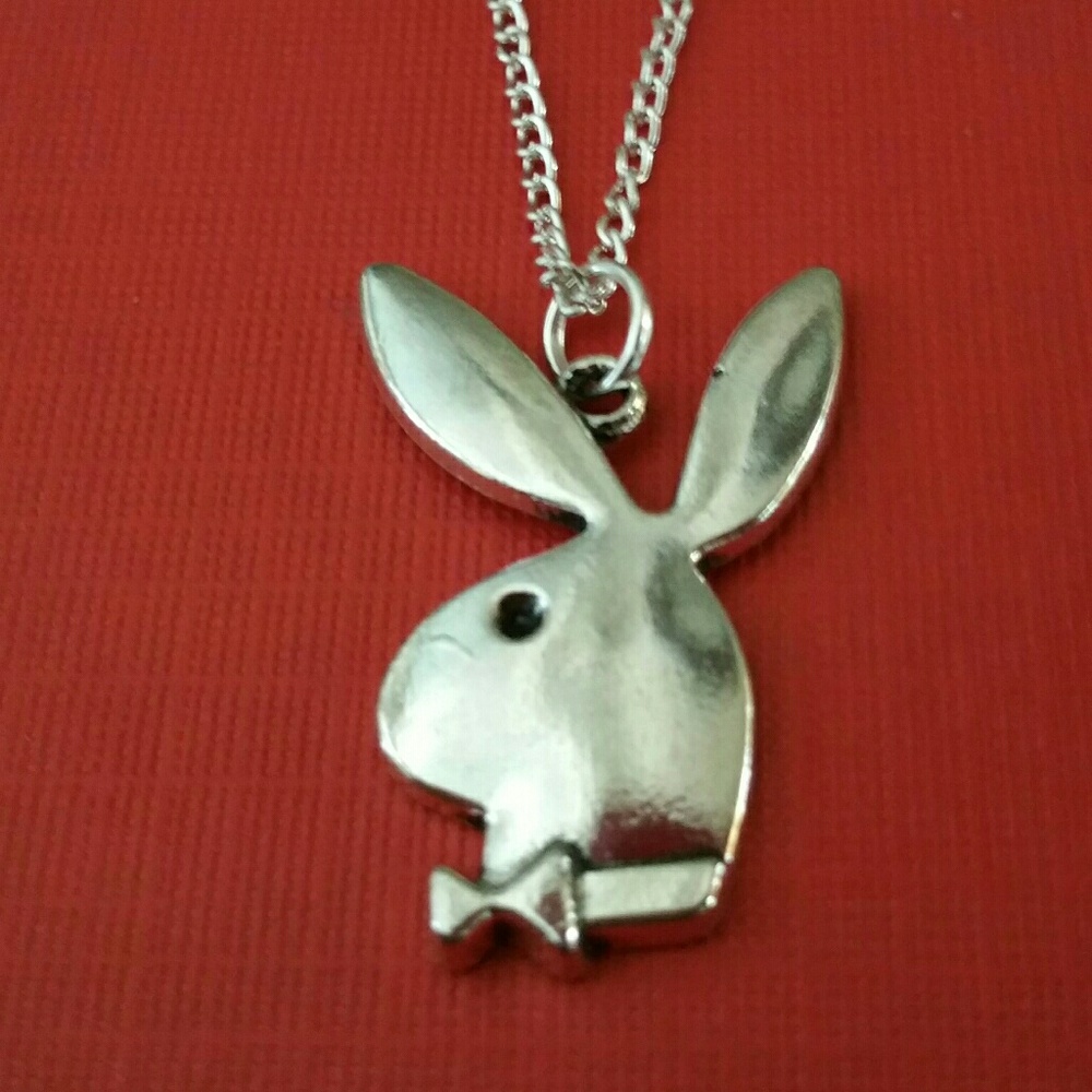 ANTIQUED SILVER PLAYBOY NECKLACE